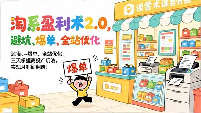 (1.17)淘系盈利术2.0，避坑、爆单、全站优化，三天掌握高投产玩法，实现月利润翻倍！